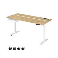 Elektrinis reguliuojamo aukščio rašomasis stalas 70x160x120cm., baltos/šviesiai rudos spalvos