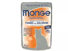 Monge Natural konservai suaugusioms katėms su tunu ir lašiša 12x80g