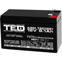 12 V 9.1 Ah akumuliatorius UPS :: AGM : VRLA :: Gnybto tipas T2 (6,35 mm)