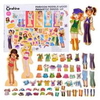 Magnetinės medinės dėlionės "Fashion Dress-up" 4 modeliai ZA4807