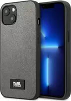 Karl Lagerfeld KLHCP13MSFMP2DG Saffiano Plaque Hard Case, iPhone 13/14/15 6,1 colio, sidabrinis