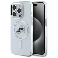 Karl Lagerfeld KLHMP15LHLSKCH iPhone 15 Pro 6.1 Hardcase IML Metal Karl & Choupette Head MagSafe White