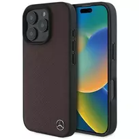 MERCEDES-BENZ Wood Imitation Leather Hard Case for Apple iPhone 16 Pro Max 6,9 inch Red MagSafe
