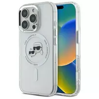 Karl Lagerfeld KLHMP16XHLSKCH Hardcase IML Metal Karl & Choupette Head MagSafe for Apple iPhone 16 Pro Max 6,9 inch White