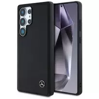 MERCEDES-BENZ Odinis dėklas su horizontaliais įspaustais lenkimais ir MagSafe, skirtas Samsung Galaxy S25 Ultra, juodas