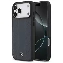 Mercedes Leather Laurel Leaves Stripes MagSafe Case for iPhone 17 Pro Max Blue