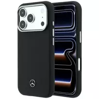 Mercedes Leather Semi Wrap GrillPattern MagSafe Case for iPhone 17 Pro Black