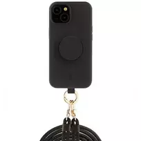 Just Elegance 3-in-1 PopGrip Dėklas, skirtas Apple iPhone 15, 6,1 colio, Juodas