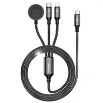 AWEI W23 3-in-1 USB-C / Lightning / Apple Watch Įkrovimo Laidas 100W / 10W / 2.5W Juodas