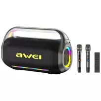 AWEI KT20 nešiojamas belaidis garsiakalbis 400W Bluetooth 5.3 su karaoke rinkiniu juodas