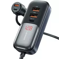 USAMS C40 Automobilinis įkroviklis 3xUSB+2xUSB-C 165W PD+QC Greitasis įkrovimas Juodas CC213CC01 (US-CC213)