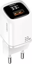 USAMS 33W USB-C + USB-A sieninis įkroviklis PD3.0 QC3.0 greitas įkrovimas Baltas CC152TC02