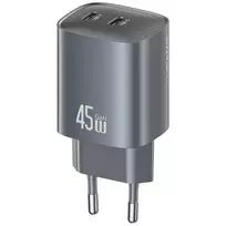 USAMS CC305 T66 45W GaN sieninis įkroviklis su 2x USB-C, Tarnish