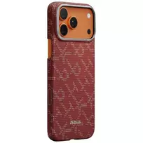PITAKA Ultra-Slim Monogram MagSafe Case for Apple iPhone 17 Pro, Gold Red
