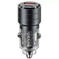 USAMS C36 95W greito įkrovimo automobilinis įkroviklis USB + USB-C juodas CC176CC01 (US-CC176)