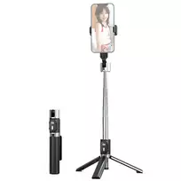 USAMS ZB324 Mini belaidis selfie stovas trikojis su Bluetooth nuotolinio valdymo pulteliu - juoda
