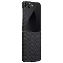 PITAKA itin plonas MagSafe dėklas, skirtas Samsung Galaxy Z Flip7 - juoda/pilka aramidinio pluošto