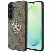 Guess Leather 4G Metal Logo dėklas Samsung Galaxy S26 FE, rudas