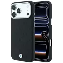 BMW Sign Deboss Quilted Metal Logo MagSafe dėklas iPhone 18 Pro / 17 Pro, juodas