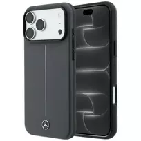 Mercedes Mer008907 Leather Semi Wrap with Iconic Line dėklas su MagSafe iPhone 18 Pro / 17 Pro telefonams, antracito spalvos