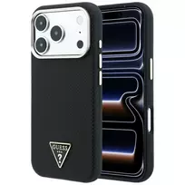 Guess Kevlar Triangle Logo MagSafe dėklas telefonui iPhone 18 Pro Max / 17 Pro Max, juodas