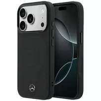 Mercedes Mer008872 Leather Mesh with Bow Line MagSafe telefono dėklas iPhone 18 Pro Max / 17 Pro Max, juodos spalvos
