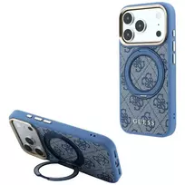 Guess GUE005696 Ring Stand 360 4G Classic Logo MagSafe telefono dėklas iPhone 18 Pro Max / 17 Pro Max, mėlynos spalvos