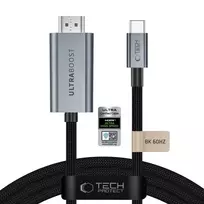 Tech-Protect Ultraboost kabelis iš USB-C į HDMI 2.1, 8K 60 Hz, 300 cm, pilkas (Iron Grey)