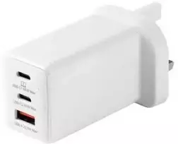 eSTUFF Namų įkroviklis USB-C PD 67W GaN UK kištukas - Balta - 100% perdirbtas plastikas, vidaus, AC, 20 V, Balta