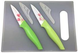 SOVIO SVN02PST 2 peilių rinkinys (9 cm) + pjaustymo lenta su tulpe