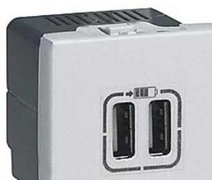 Legrand Mosaic USB įkroviklis 2 x Type A - 2,4A 15W 2m Baltas