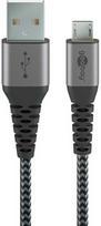 Goobay 49273, 0,5 m, Micro-USB B, USB A, USB 2.0, juoda, pilka