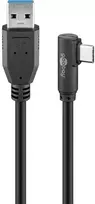 Goobay USB-C į USB A 3.0 kabelis, 90°, juodas, 2 m, USB A, USB C, USB 3.2 Gen 1 (3.1 Gen 1), 5Gbit/s, juodas