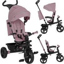 Triratukas vaikams, pasukama sėdynė, tėvų rankena, PU ratai Lionelo Haari 2in1 Pink Rose