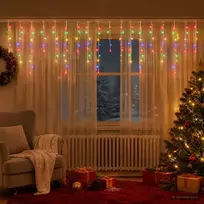 Užuolaidų girliandos 210 LED Įvairių spalvų 500 x 72 cm