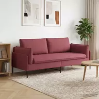 3-Vietis Sofa Vyno raudona 222 x 81 x 89 cm Audinys