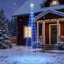 LED kūginė kalėdinė eglutė 180 cm 250 LED Mėlyna Plienas Balta