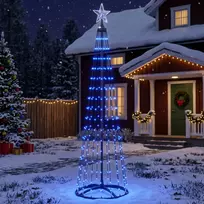 LED kūginė kalėdinė eglutė 180 cm 250 LED Mėlyna Plienas Balta