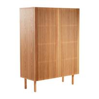 Natūralios spalvos spintelė iš uosio su anga laidams 100x140x45 cm Sion – Jotex