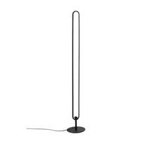 Matinės juodos spalvos iš metalo pastatomas šviestuvas LED su pritemdymo funkcija (aukštis 130 cm) Loop – Ellos Home