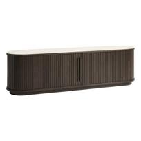 Tamsios natūralios spalvos iš keraminės plokštės TV spintelė 180x50x40 cm Enna – Unique Furniture