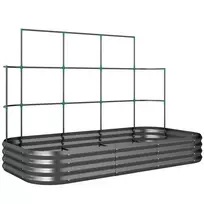 Paaukštintas lysvas su atramine grotelėmis, Metalo sodinimo dėžė su apsauginiu kraštu, Pirštinės 220 x 110 x 150 cm, Tamsiai pilka