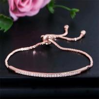 Adjustable Single Row Arc Bracelet with Micro-Inlaid Zircon rožinio aukso spalvos