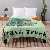 Trash Truck cartoon Netflix Throw Blanket Plush Fashion Sofas Camping Blankets Size: 75*100cm, Weight: 280 GSM white