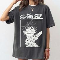 Gorillaz Murdoc 2D Noodle Russel Gorillaz Grupės Narių Spausdinimas Trumpomis Rankovėmis Medvilniniai Marškinėliai Vintage Y2K Harajuku Streetwear Viršutiniai Drabužiai 4XL black