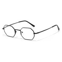 Luxury Polygon Fake Glasses for Women Men Vintage Octagon Non-prescription Metal Eyeglasses High Quality Optical Glasses Frame black