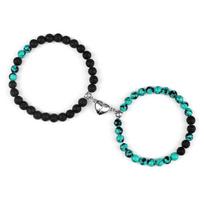 2 vnt./rinkinys Poros Magnetiniai Širdelės Formos Pakabukai Apyrankės 6MM Malachitas Tigro Akis Apyrankės Meilės Santykis Pulsera Papuošalai Dovana Naujas black
