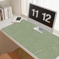 Sage Green Mousepad Desk Mat cute Multiple sizes stitched edges Boho chic green leaves nature mouse pad large extended deskmats 30x80x0.2cm gray