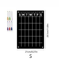Magnetic Fridge Calendar Board Clear Acrylic Week Planner Magnetic Whiteboard Transparent Refrigerator Black Board Message Menu white
