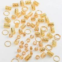 80 vnt. plaukų pynimo tuščiaviduris plaukų žiedas, dredų plaukų pynimo vamzdeliai, dredų karoliukai, plaukų papuošalai 80Pcs auksas
